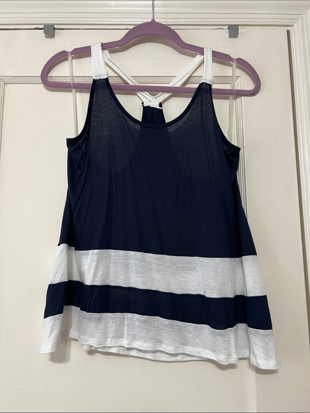 Twinkle Navy and White Striped Sleeveless swing Tank Top